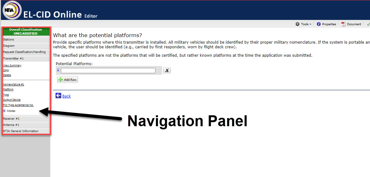 Navigation Panel